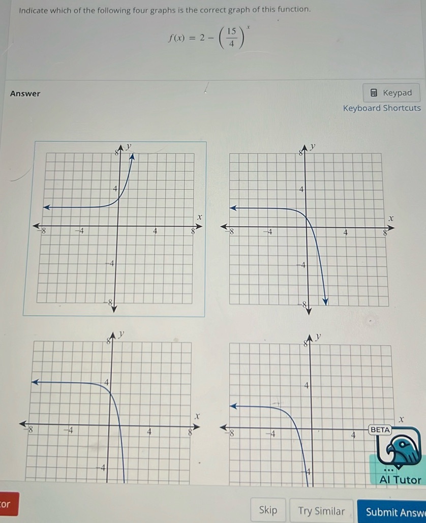 img of Indicate which of the following four graphs is the correct...