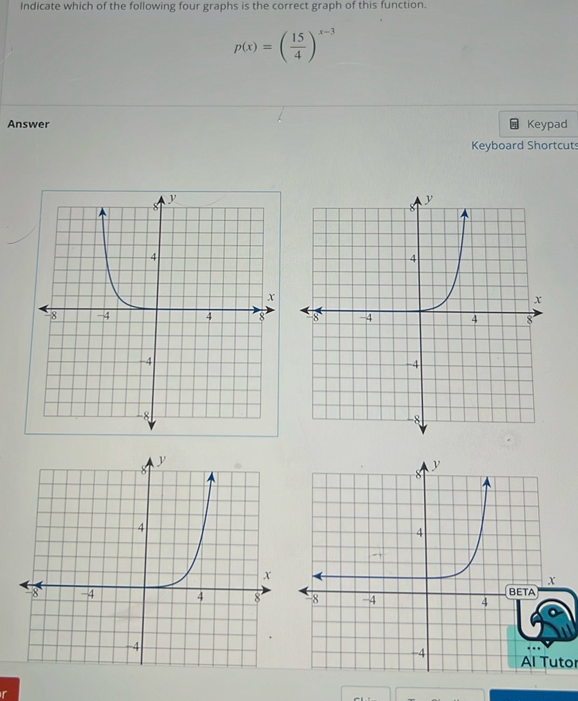 img of Indicate which of the following four graphs is the correct...