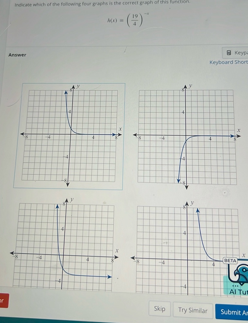 img of Indicate which of the following four graphs is the correct...