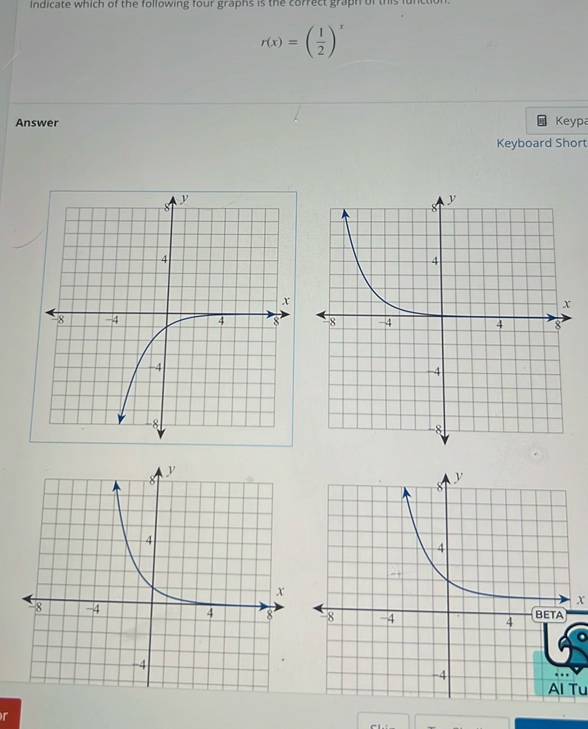 img of Indicate which of the following four graphs is the correct...