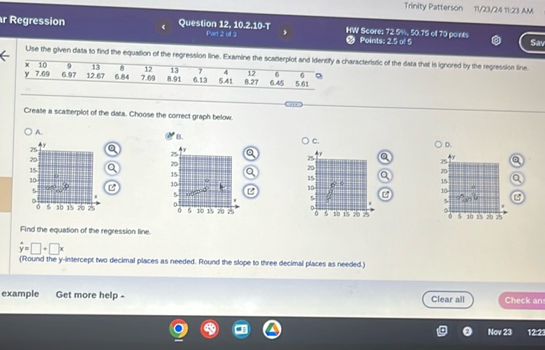 img of **Question 12, 10.2.10-T**  **Part 2 of 3**  Use the given...