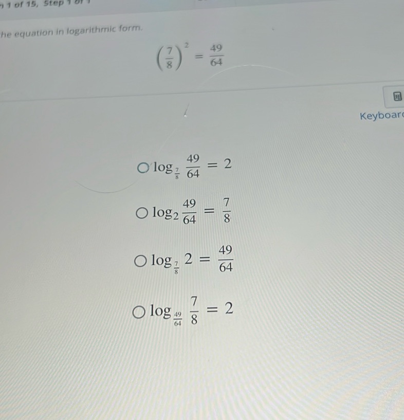 img of The equation in logarithmic form.  \[...