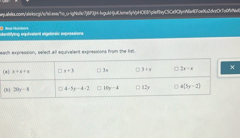 img of Identifying equivalent algebraic expressions  For each...