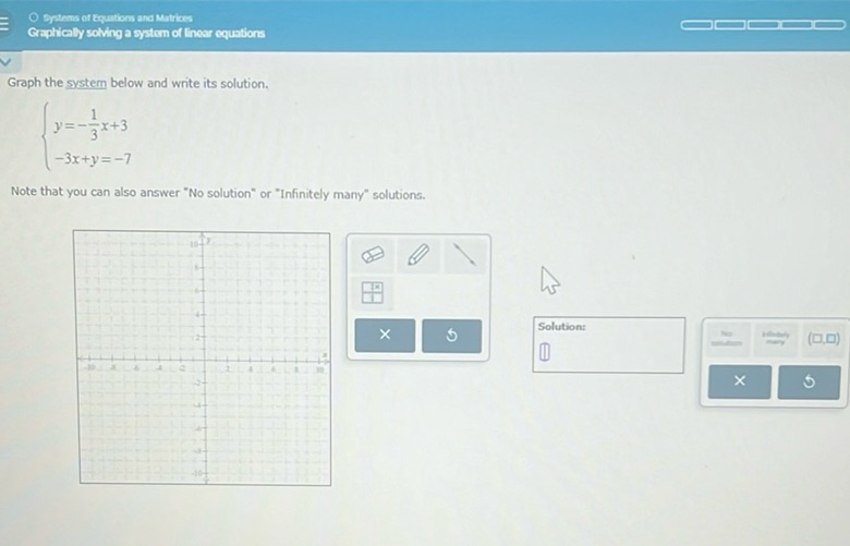 img of Graph the system below and write its solution.  \[...