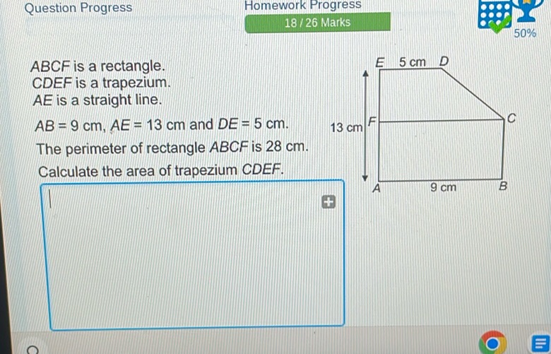 img of Question Progress  Homework Progress 18 / 26 Marks 50%...