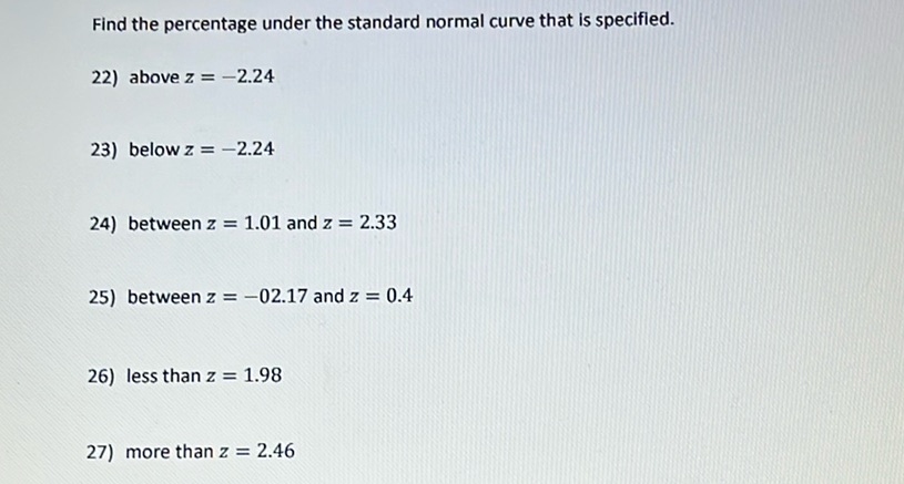 img of Find the percentage under the standard normal curve that is...