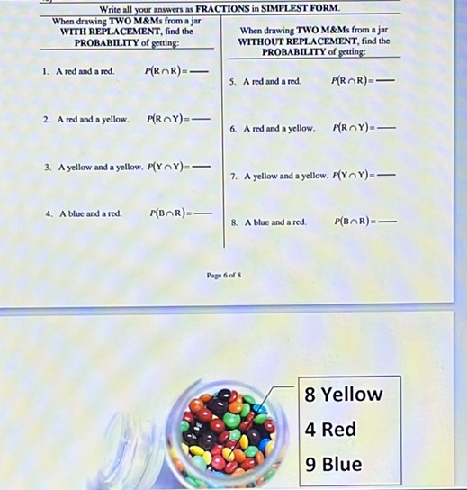 img of Write all your answers as FRACTIONS in SIMPLEST FORM.  When...