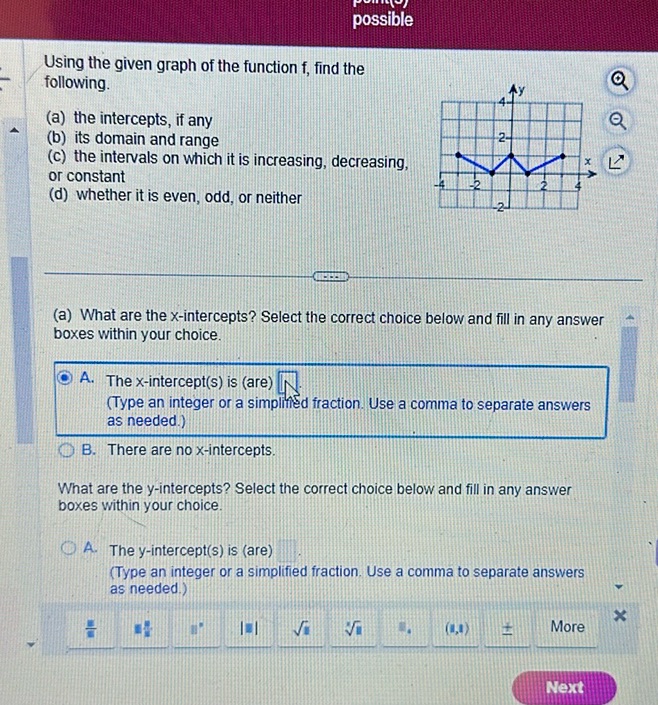 img of Using the given graph of the function \( f \), find the...