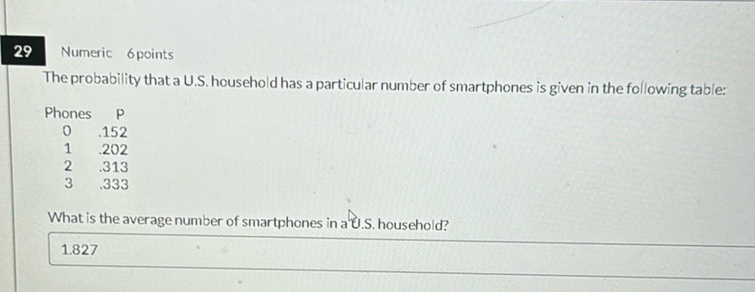 img of Numeric 6 points  The probability that a U.S. household has...