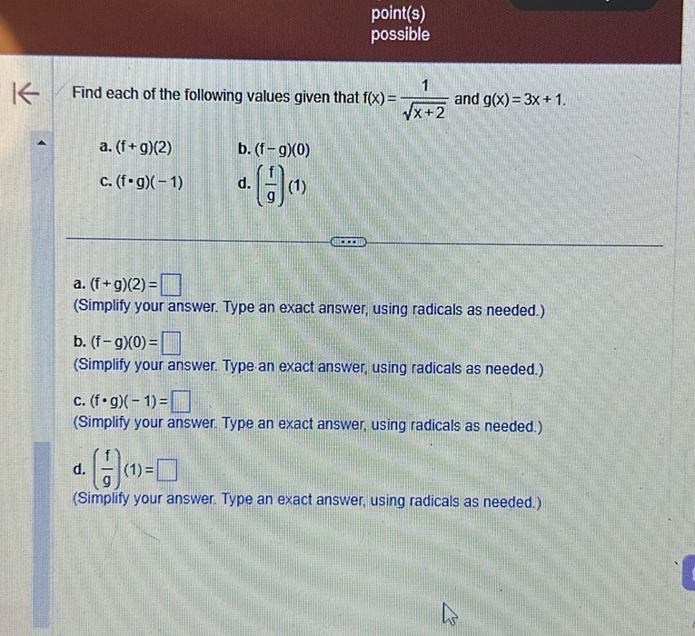 img of Find each of the following values given that \( f(x) =...