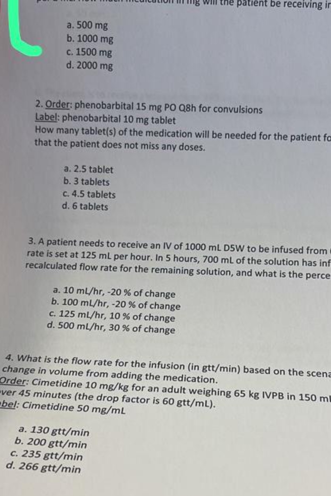 img of 1. Order: phenobarbital 15 mg PO Q8h for convulsions Label:...