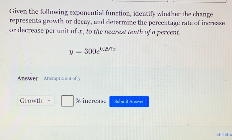 img of Given the following exponential function, identify whether...