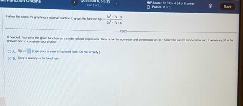 img of **Question 6, 5.8.35**  **Part 1 of 11**  **HW Score:...