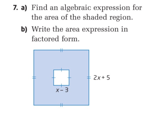 img of 7. a) Find an algebraic expression for the area of the...