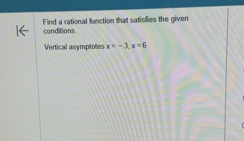 img of Find a rational function that satisfies the given...