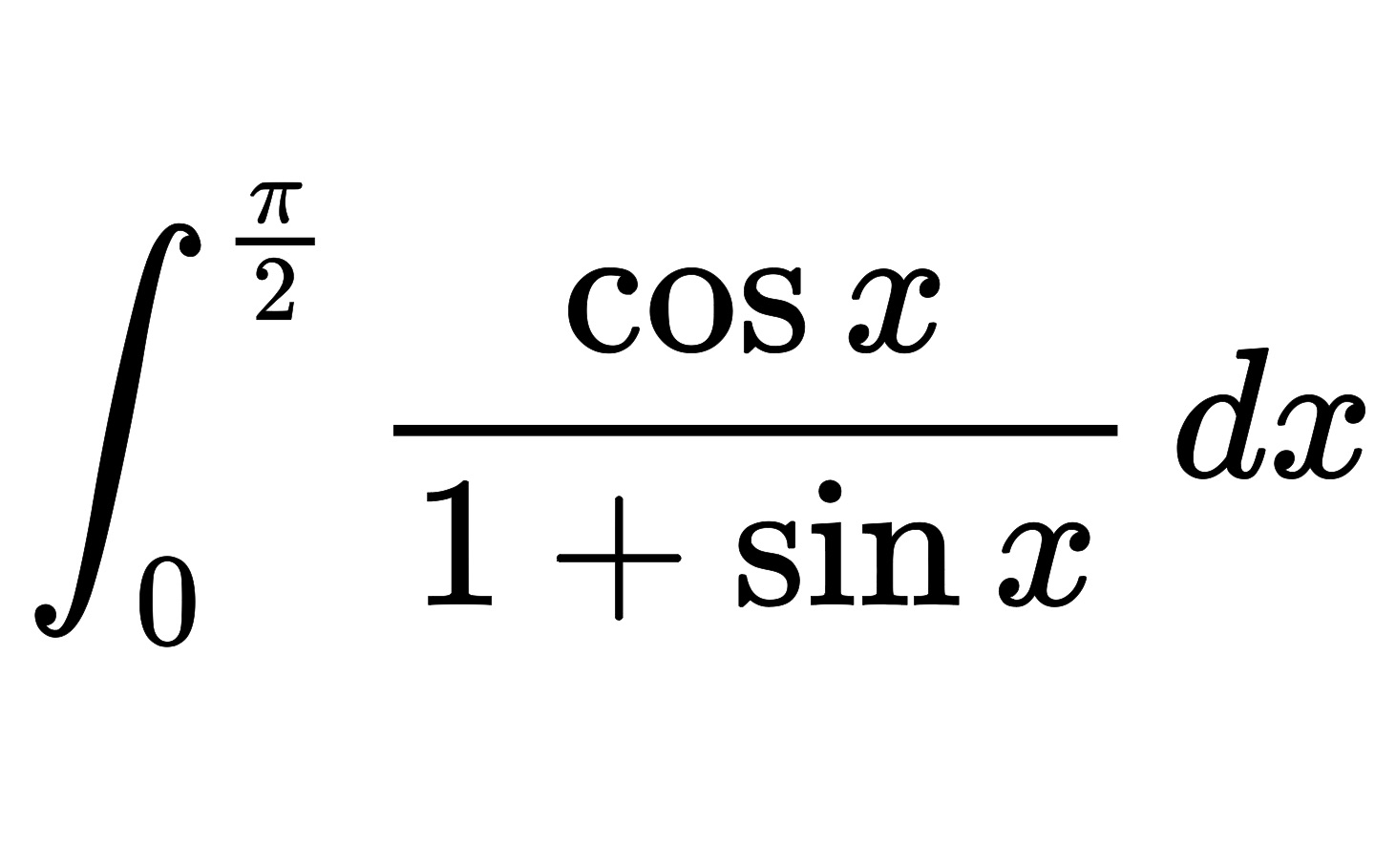 img of (\int_{0}^{\frac{\pi}{2}} \frac{\cos x}{1 + \sin x}...