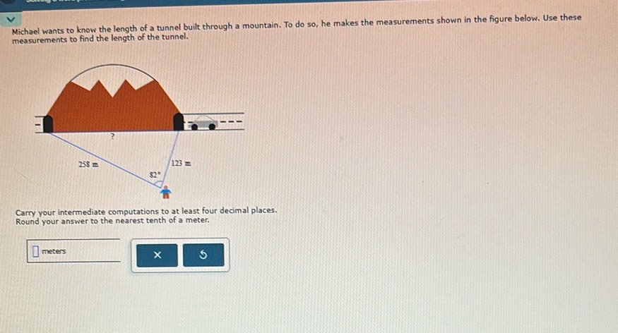 img of Michael wants to know the length of a tunnel built through...