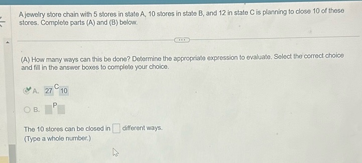 img of A jewelry store chain with 5 stores in state A, 10 stores...
