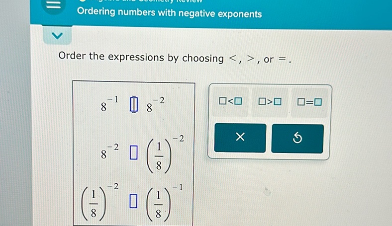 img of Ordering numbers with negative exponents Order the...