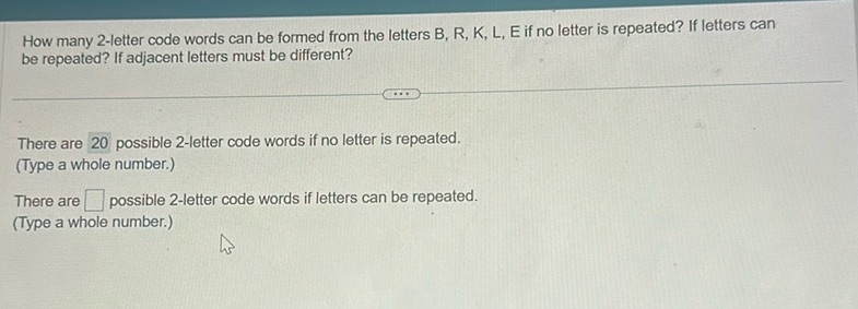 img of How many 2-letter code words can be formed from the letters...